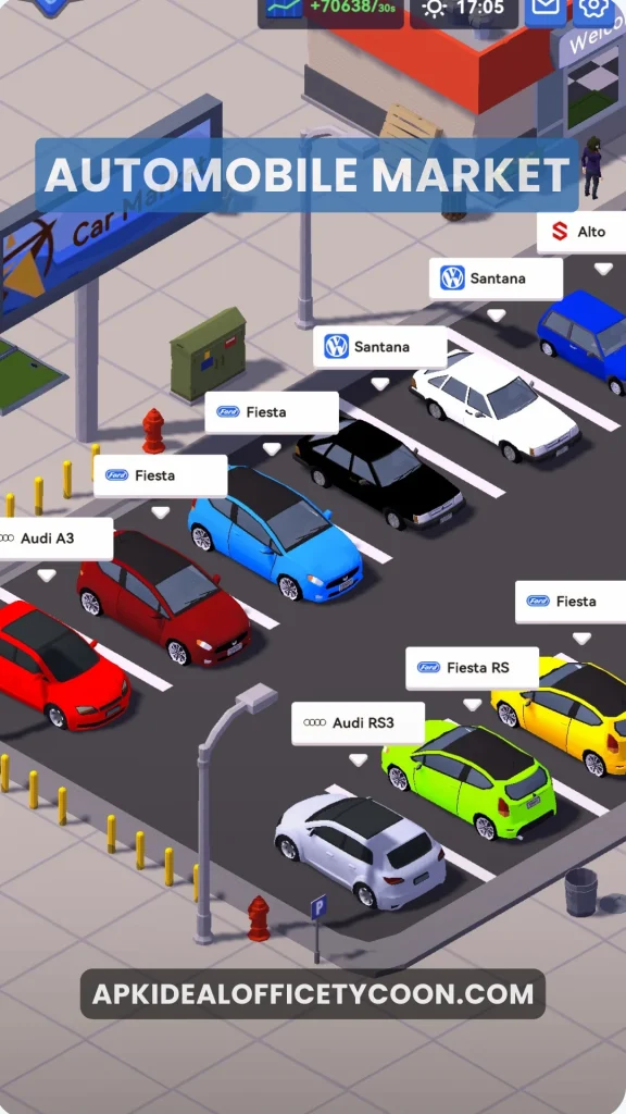 Automobile Market Car Showroom in Idle Office Tycoon