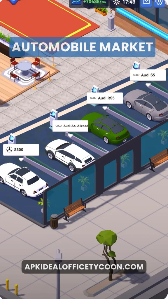 Automobile Market Car Showroom in Idle Office Tycoon