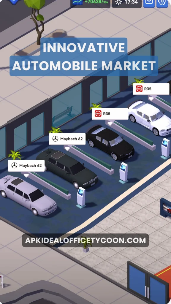 Innovative Automobile Market Car Showroom in Idle Office Tycoon