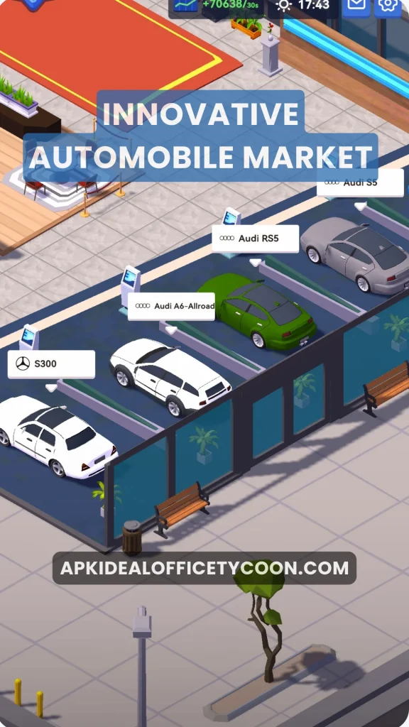 Innovative Automobile Market Car Showroom in Idle Office Tycoon