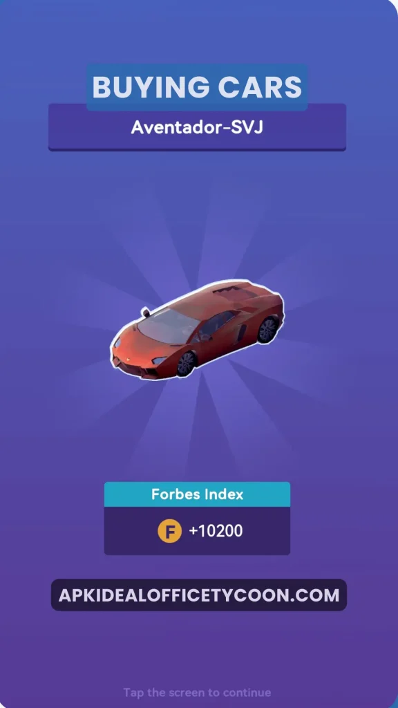 Buying "Aventador" car in Idle Office Tycoon
