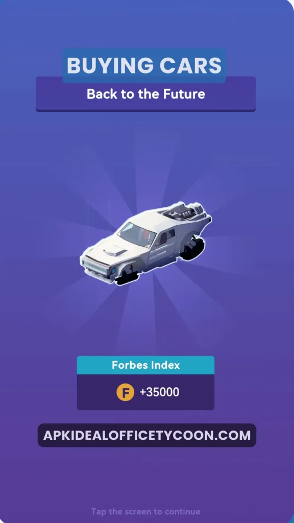 Buying "Back to the Future" car in Idle Office Tycoon